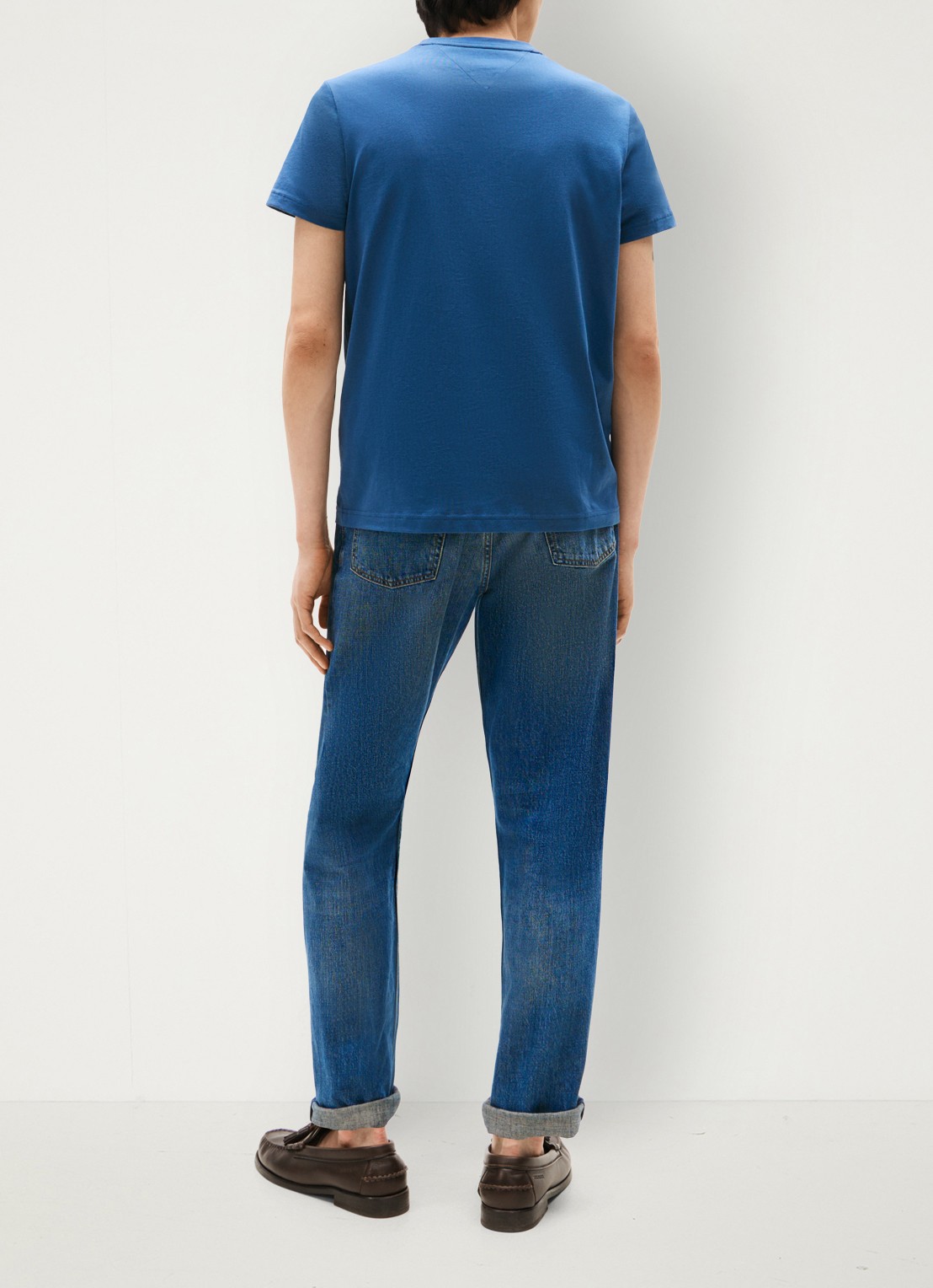 Tommy Hilfiger T-shirt met logoborduring  - achterkant aegean sea / blauw