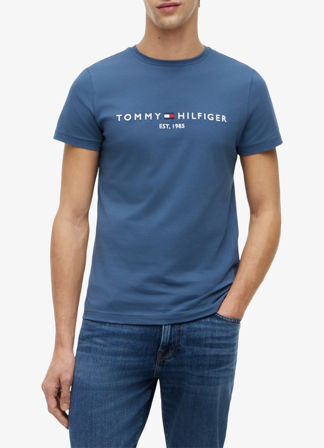 Tommy Hilfiger T-shirt met logoborduring  - detail 4 aegean sea / blauw