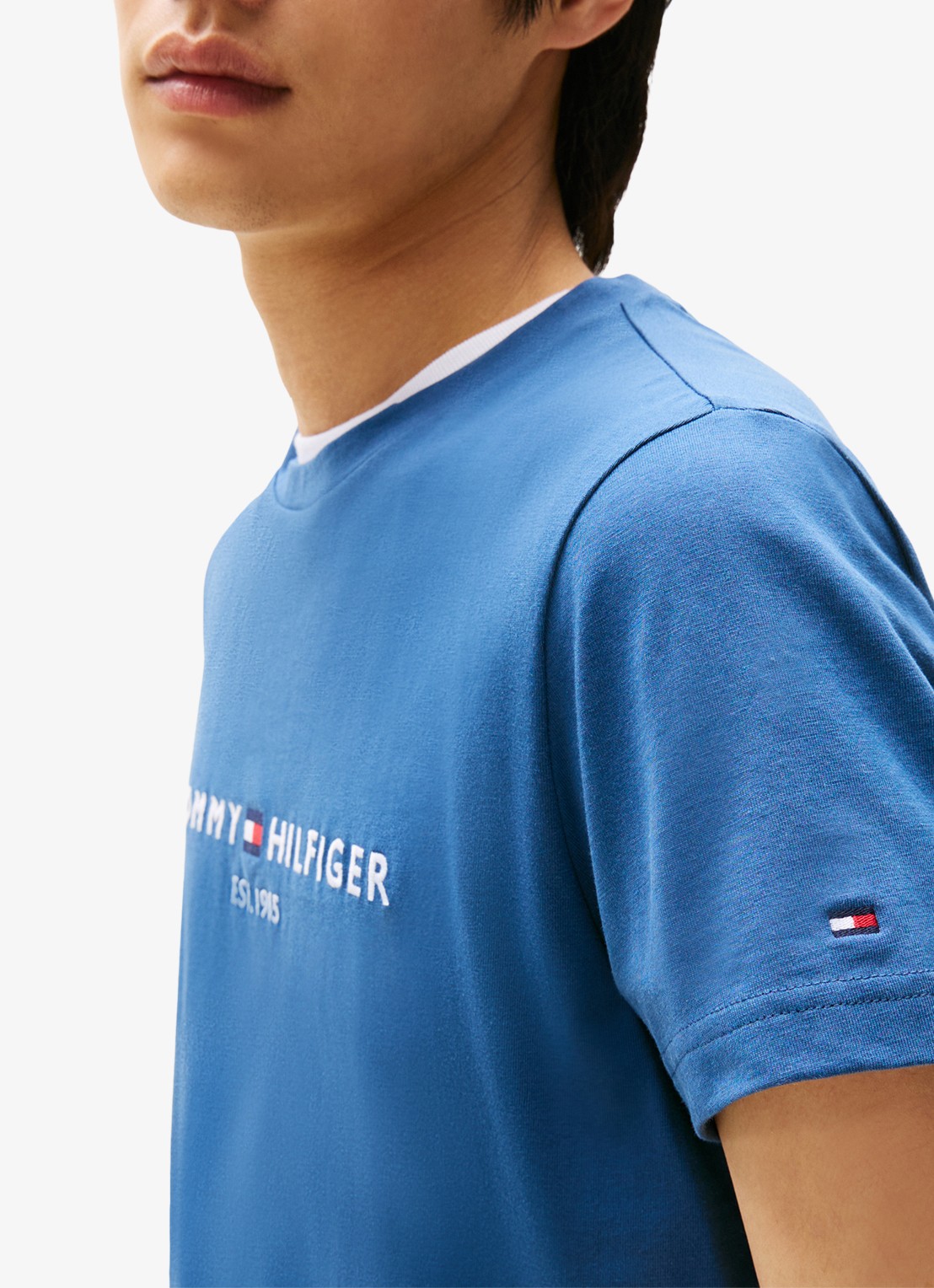 Tommy Hilfiger T-shirt met logoborduring  - detail 5 aegean sea / blauw