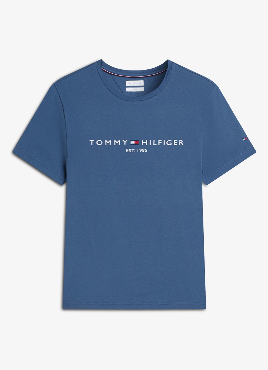 Tommy Hilfiger T-shirt met logoborduring  - voorkant 2 aegean sea / blauw