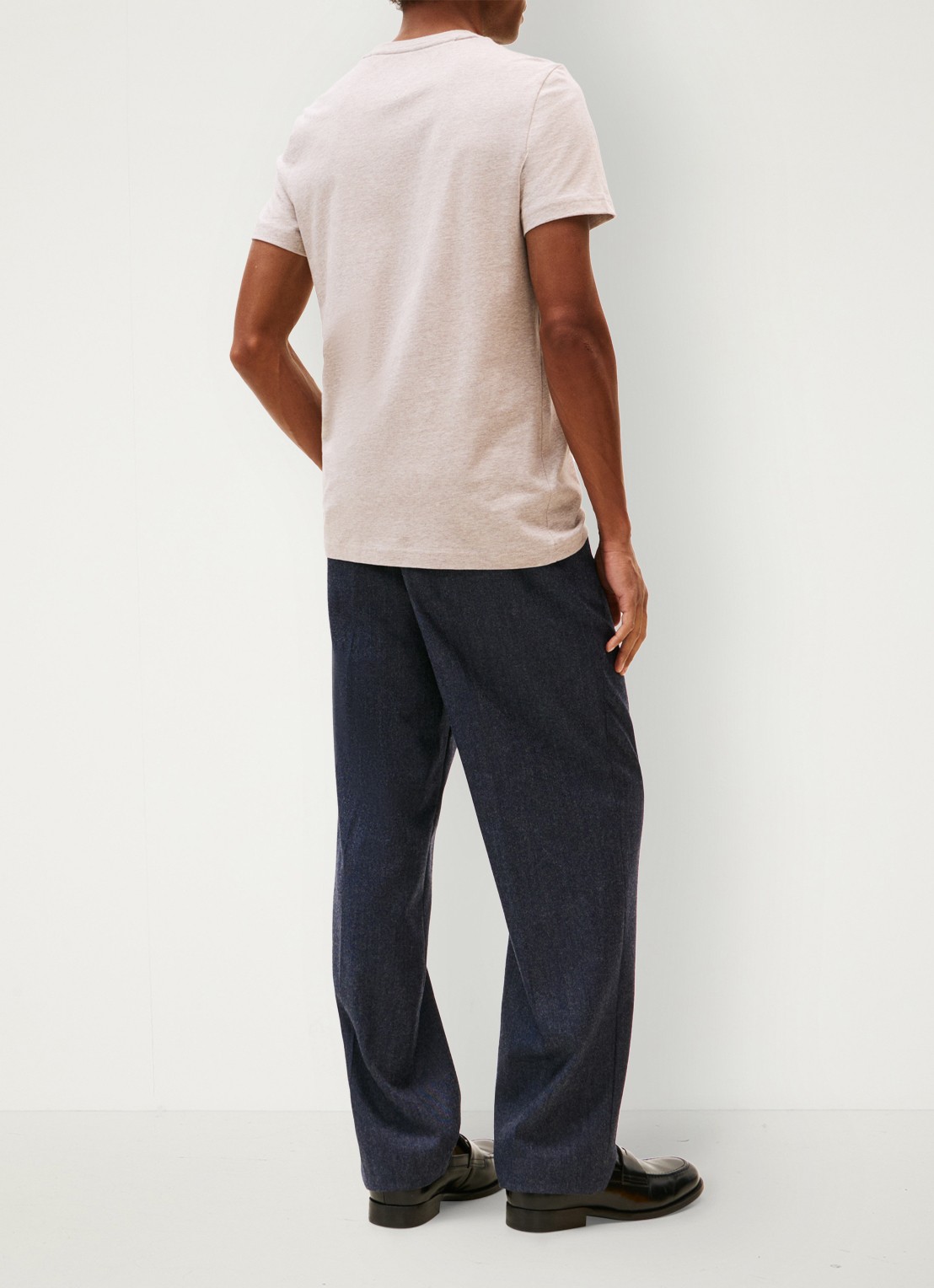 Tommy Hilfiger T-shirt met logoborduring  - achterkant heathered pebble / beige