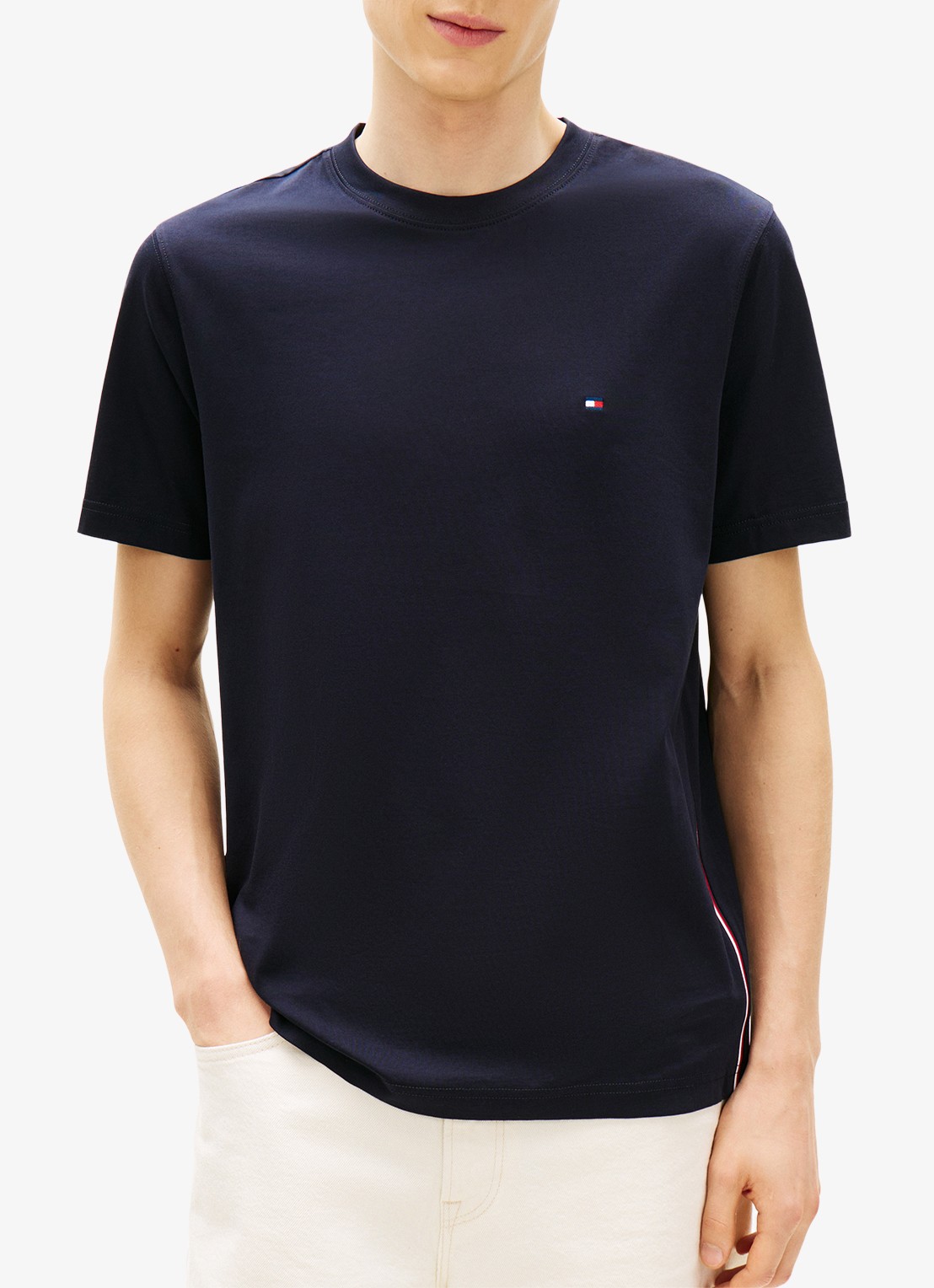 Tommy Hilfiger T-shirt met logoborduring - detail 4 donkerblauw