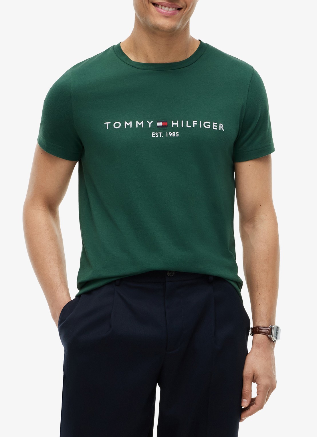 Tommy Hilfiger T-shirt met logoborduring  - detail 4 ornamental green-l6k