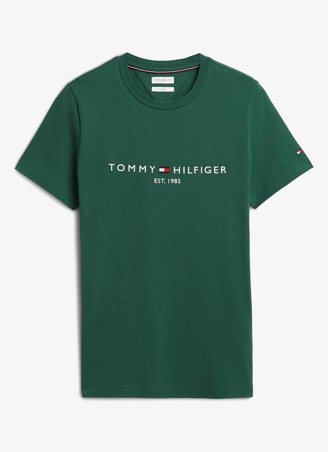 Tommy Hilfiger T-shirt met logoborduring  - voorkant 2 ornamental green-l6k