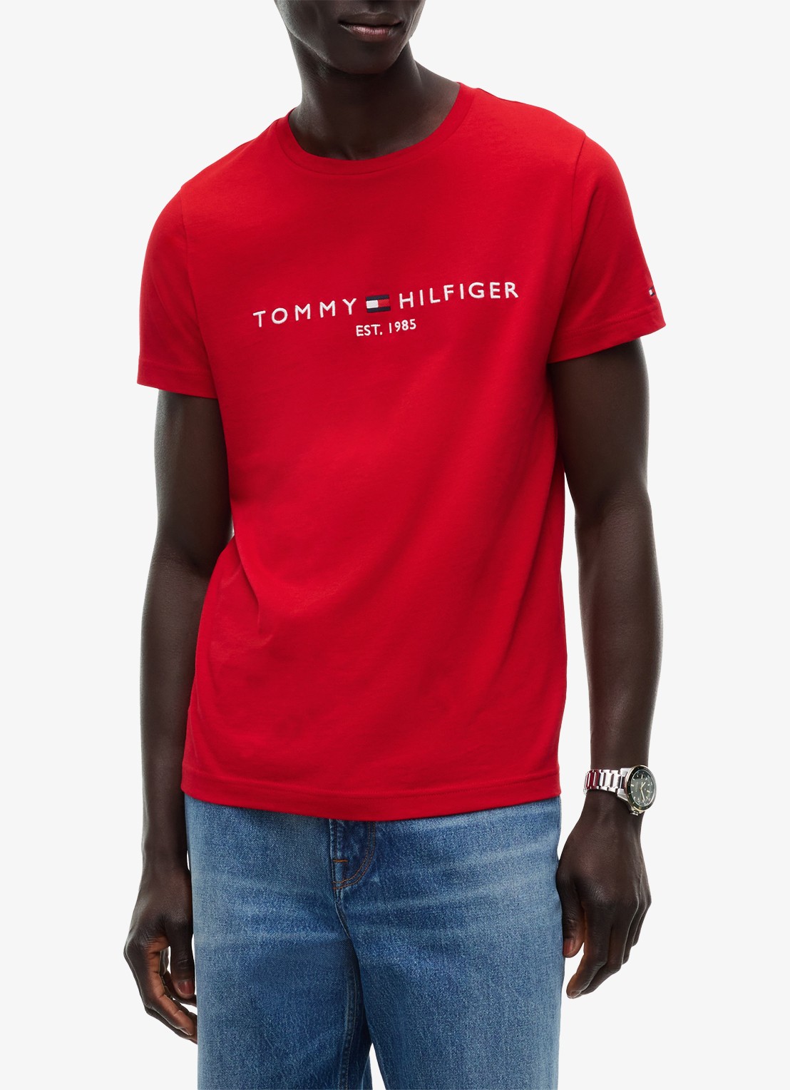 Tommy Hilfiger T-shirt met logoborduring  - detail 4 medium red / white-xld