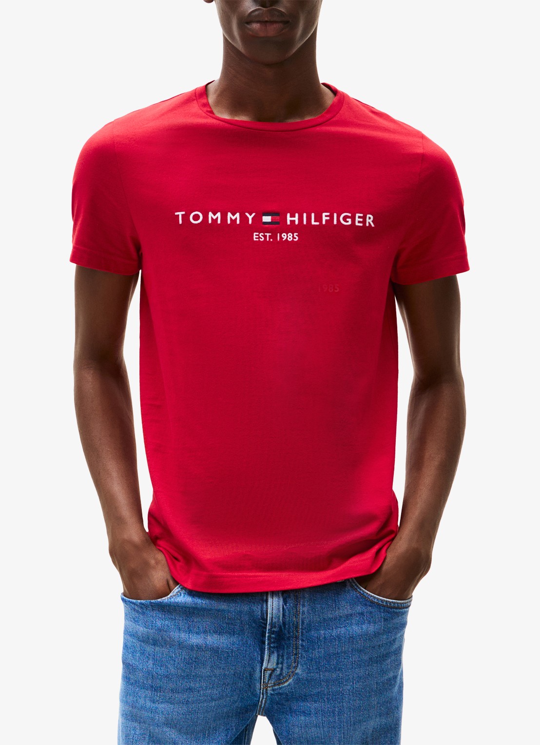 Tommy Hilfiger T-shirt met logoborduring  - detail 6 medium red / white-xld