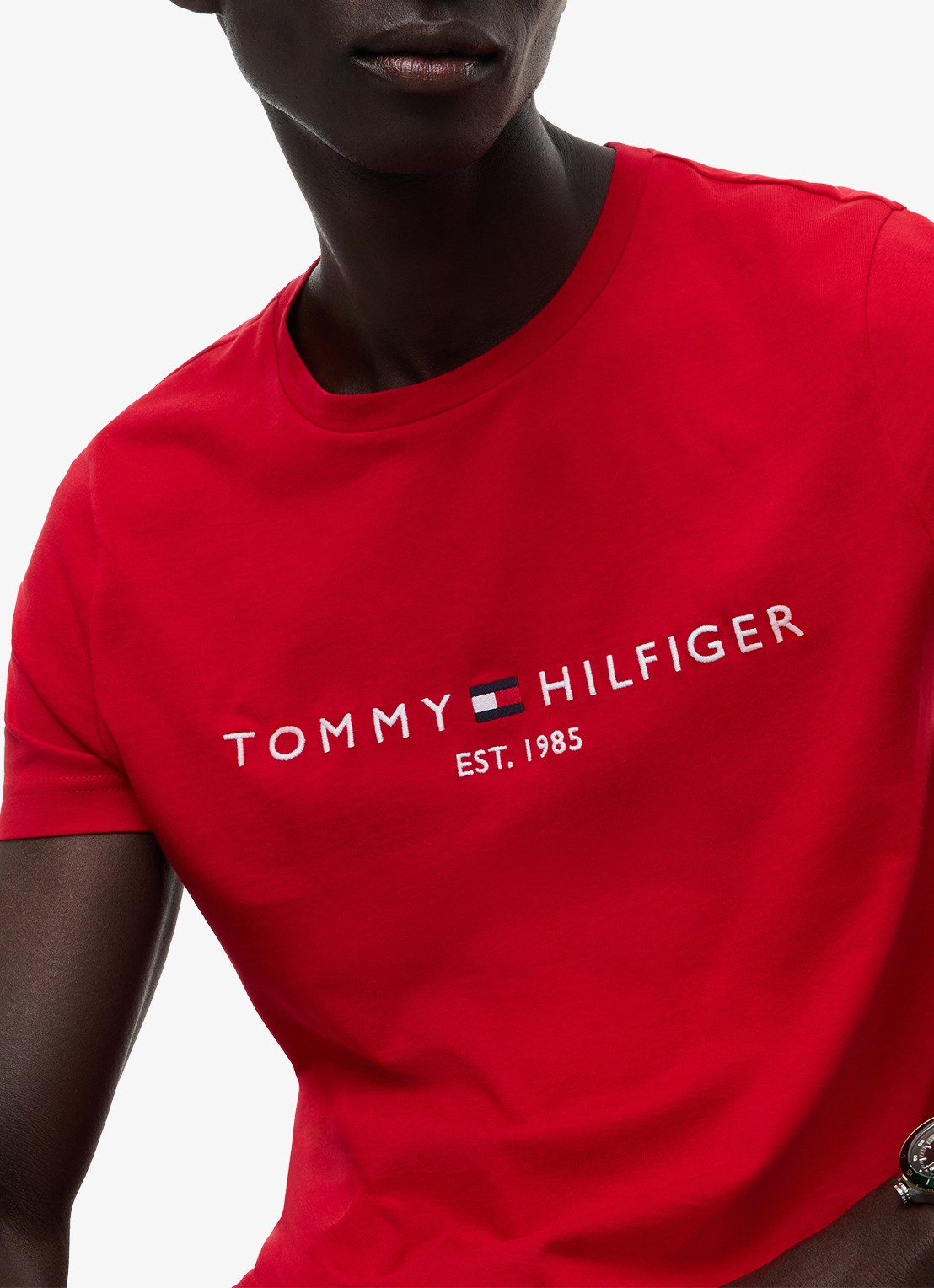Tommy Hilfiger T-shirt met logoborduring  - detail 7 medium red / white-xld