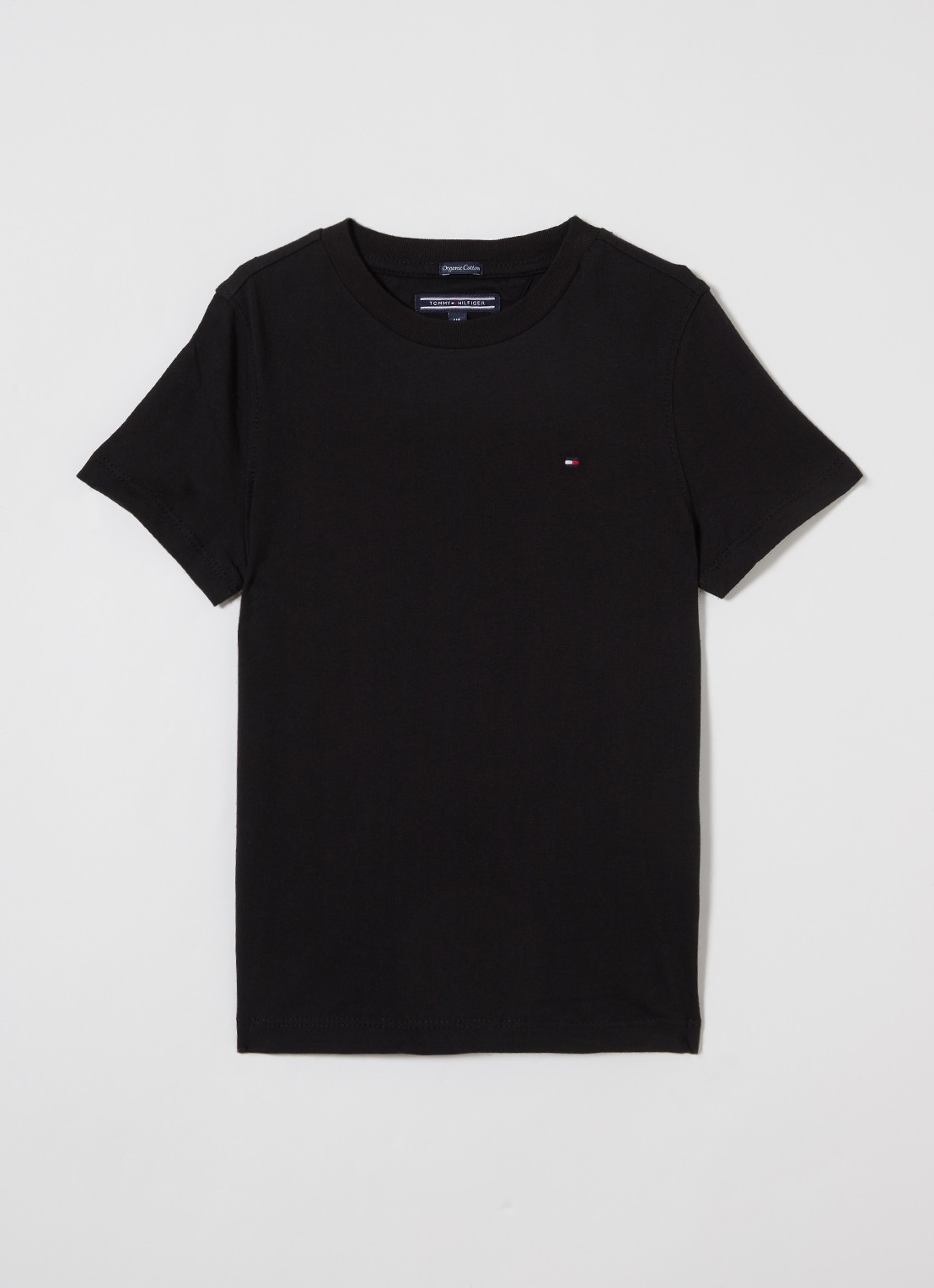 Tommy Hilfiger T-shirt met logoborduring - voorkant diepzwart