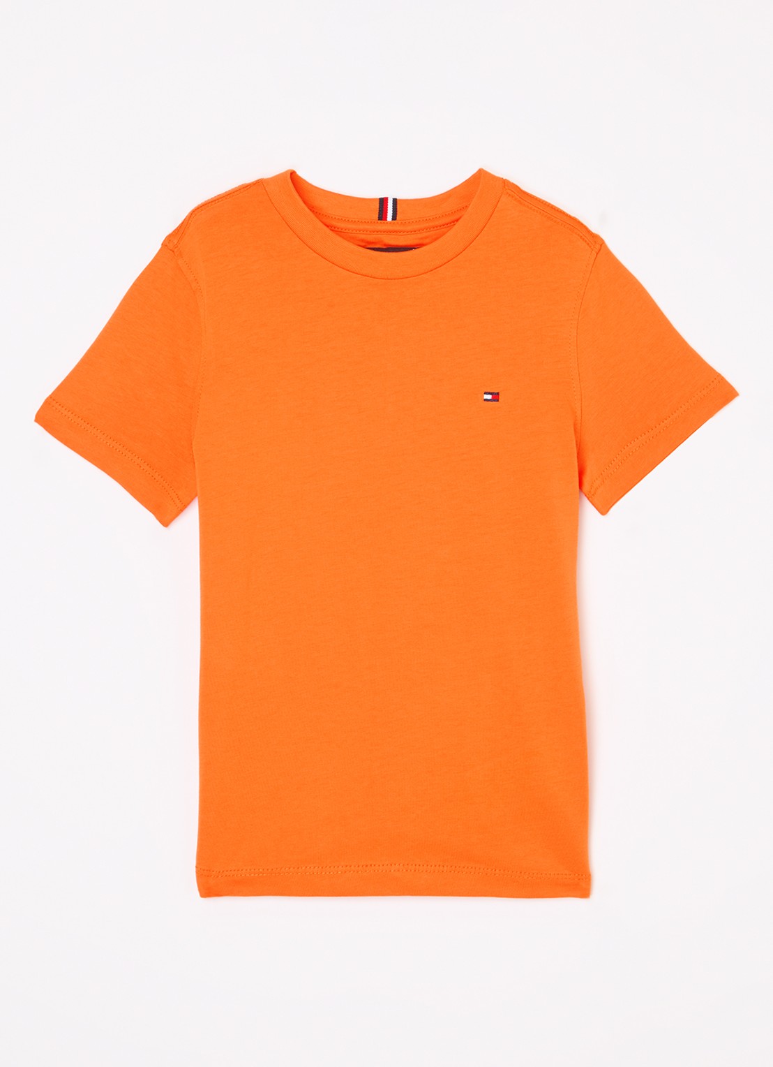Tommy Hilfiger T-shirt met logoborduring - voorkant orange thunder-sfo / oranje