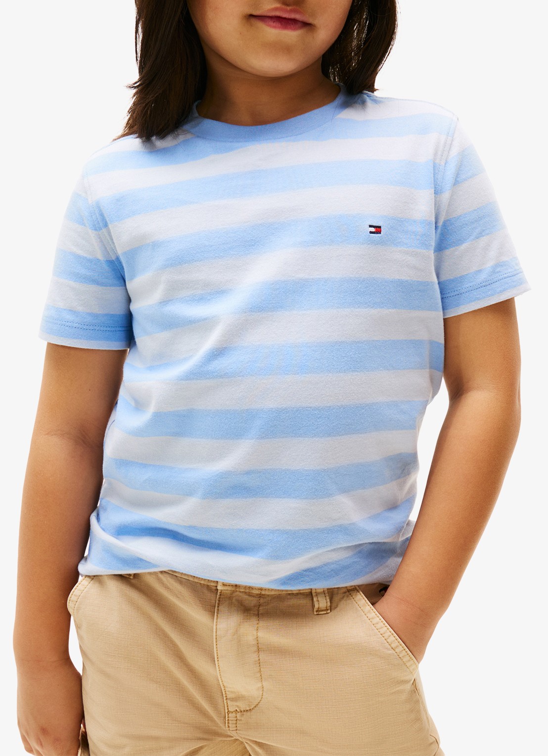 Tommy Hilfiger T-shirt met logoborduring - detail 3 cloudy blue-c14 / lichtblauw
