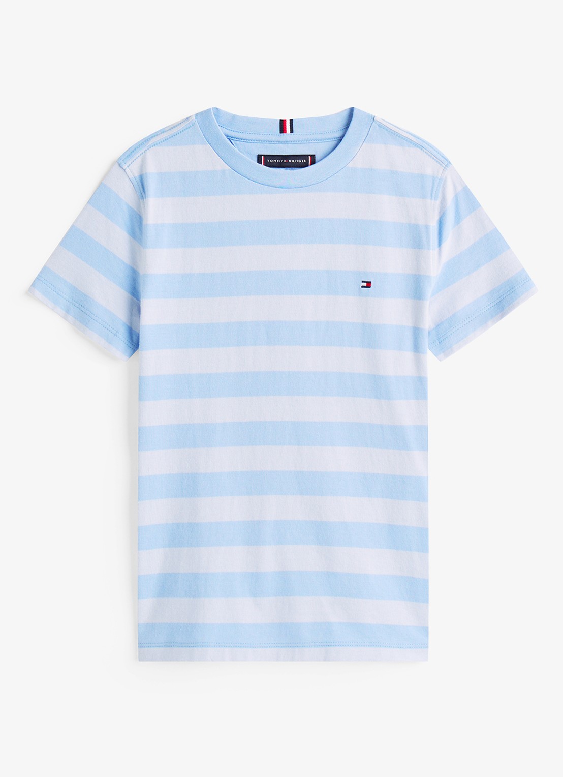 Tommy Hilfiger T-shirt met logoborduring - voorkant cloudy blue-c14 / lichtblauw