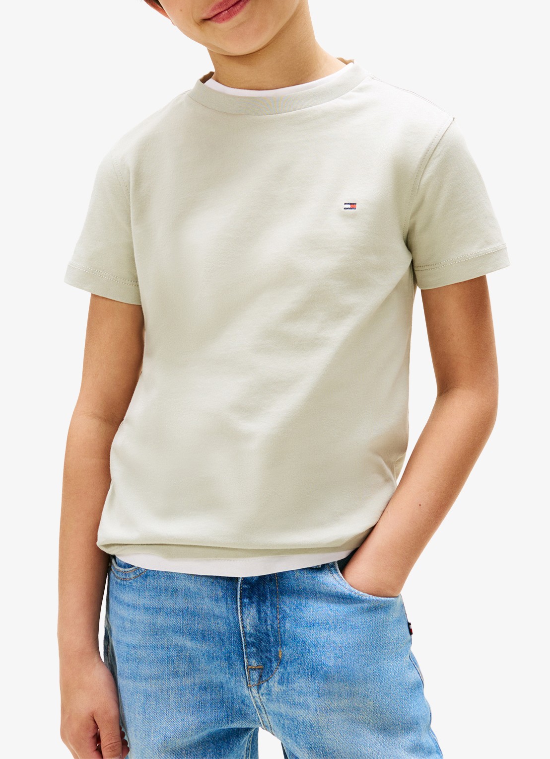 Tommy Hilfiger T-shirt met logoborduring - detail 4 misty sage-m1c / groen