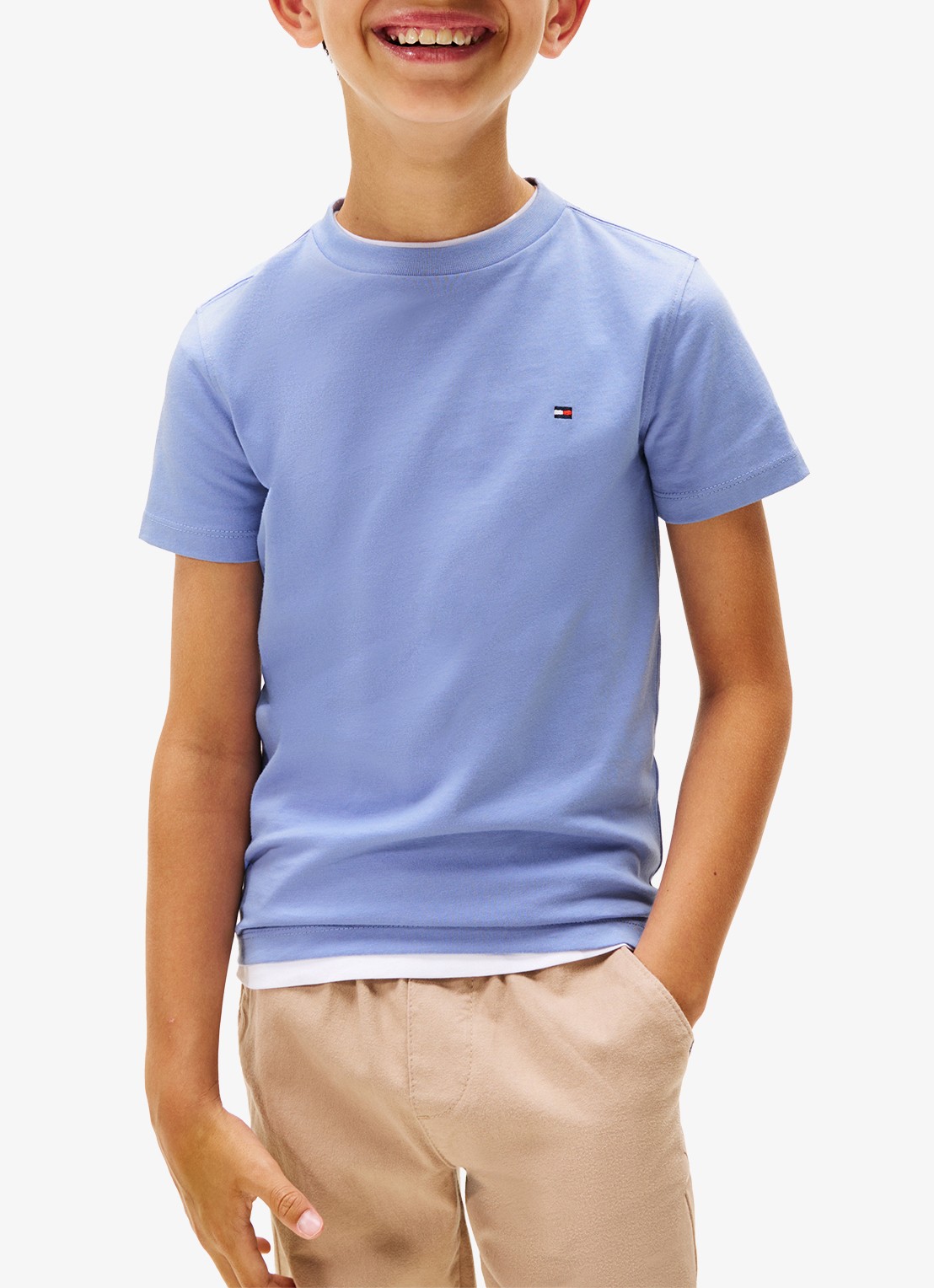 Tommy Hilfiger T-shirt met logoborduring - detail 3 vintage iris-c5z / wit