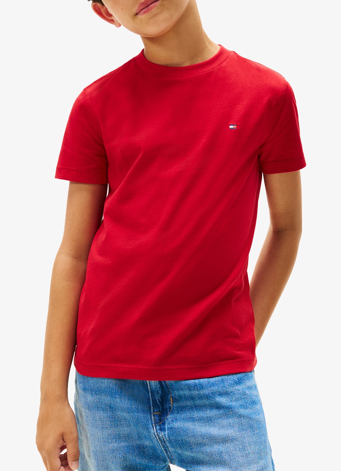 Tommy Hilfiger T-shirt met logoborduring - detail 4 medium red-xld / rood