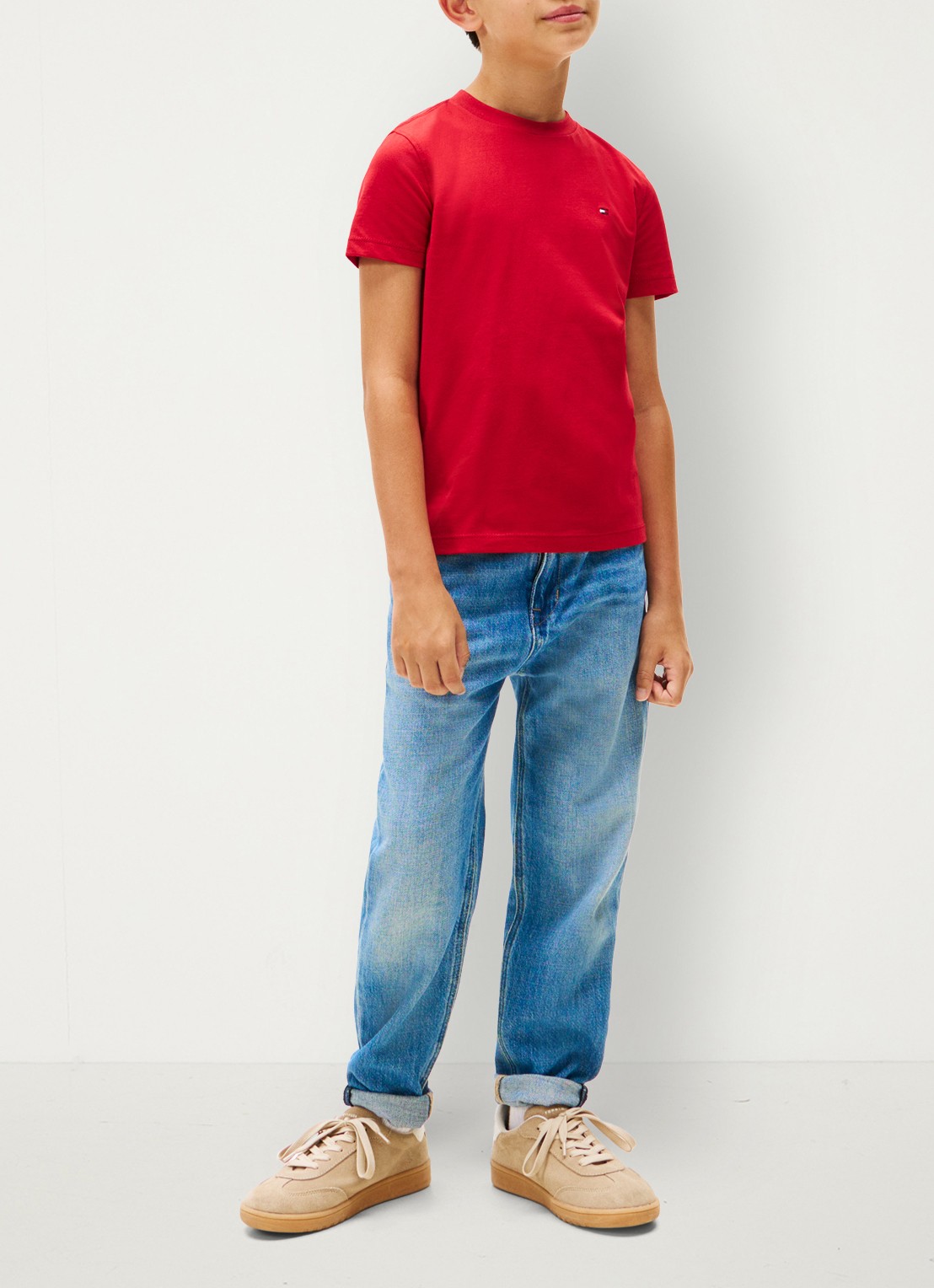 Tommy Hilfiger T-shirt met logoborduring - voorkant 3 medium red-xld / rood