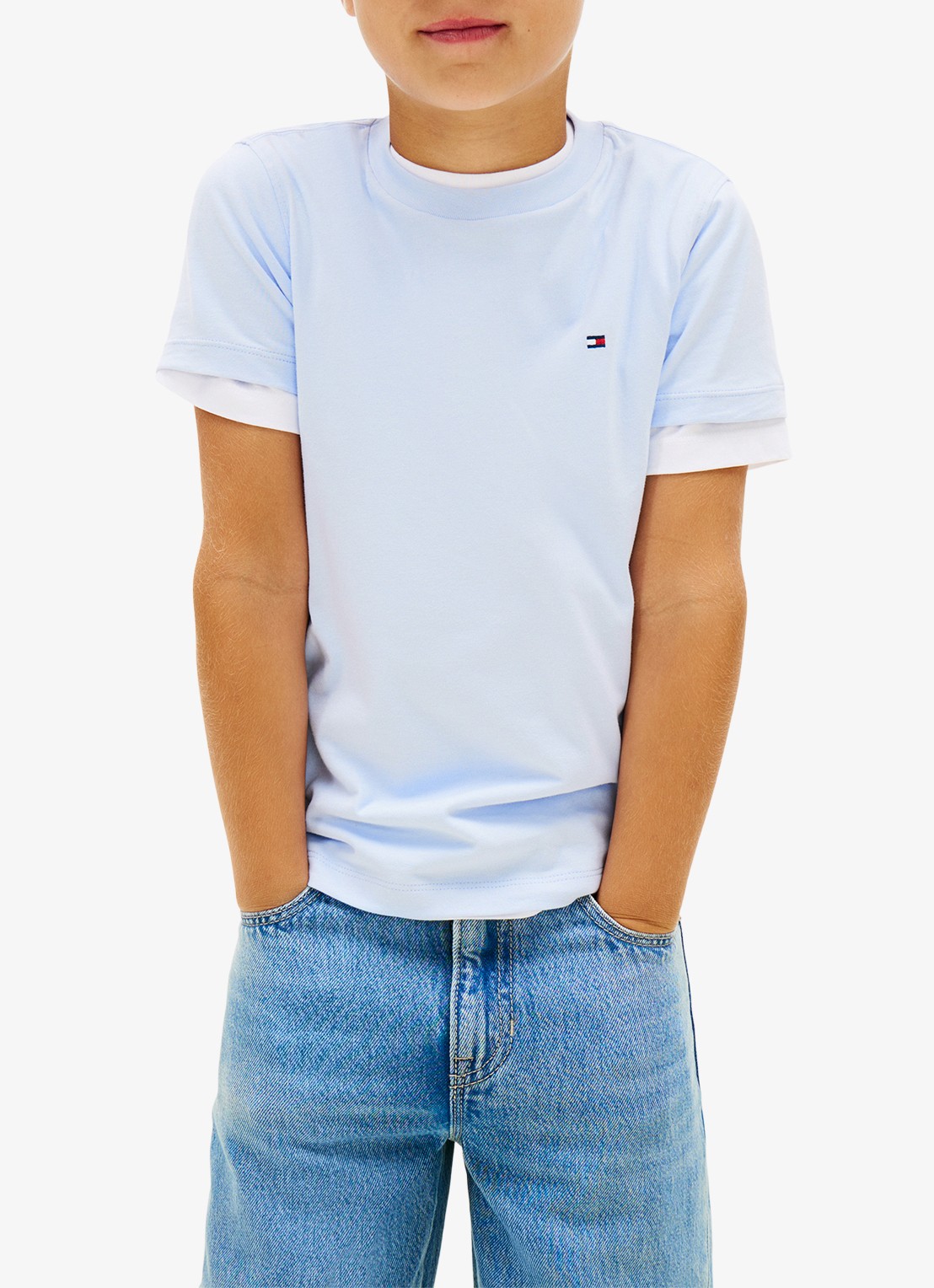 Tommy Hilfiger T-shirt met logoborduring - detail 3 sweet blue-c3q / lichtblauw