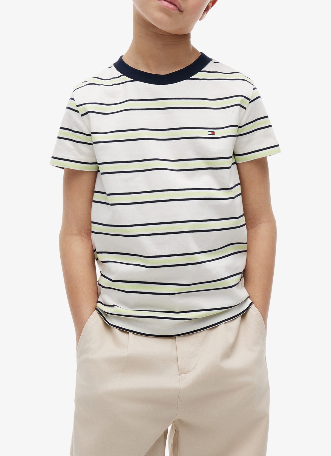 Tommy Hilfiger T-shirt met logoborduring - detail 2 multi stripe-0aa / multicolor