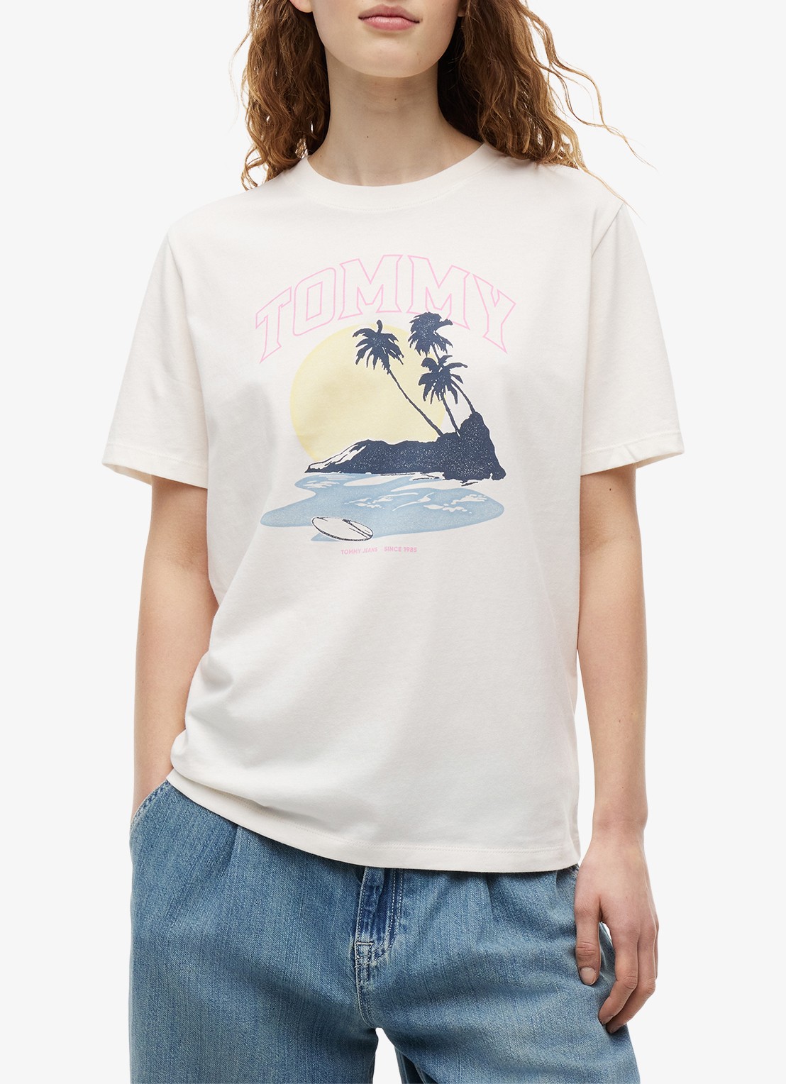 Tommy Hilfiger T-shirt met logoprint - detail gebroken wit