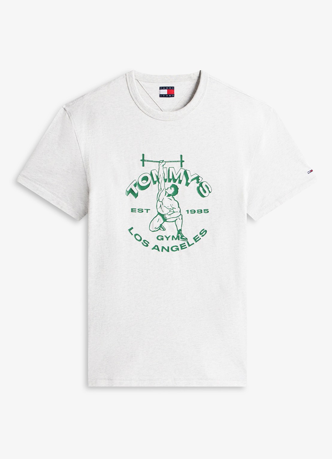 Tommy Hilfiger T-shirt met logoprint - voorkant lichtgrijs