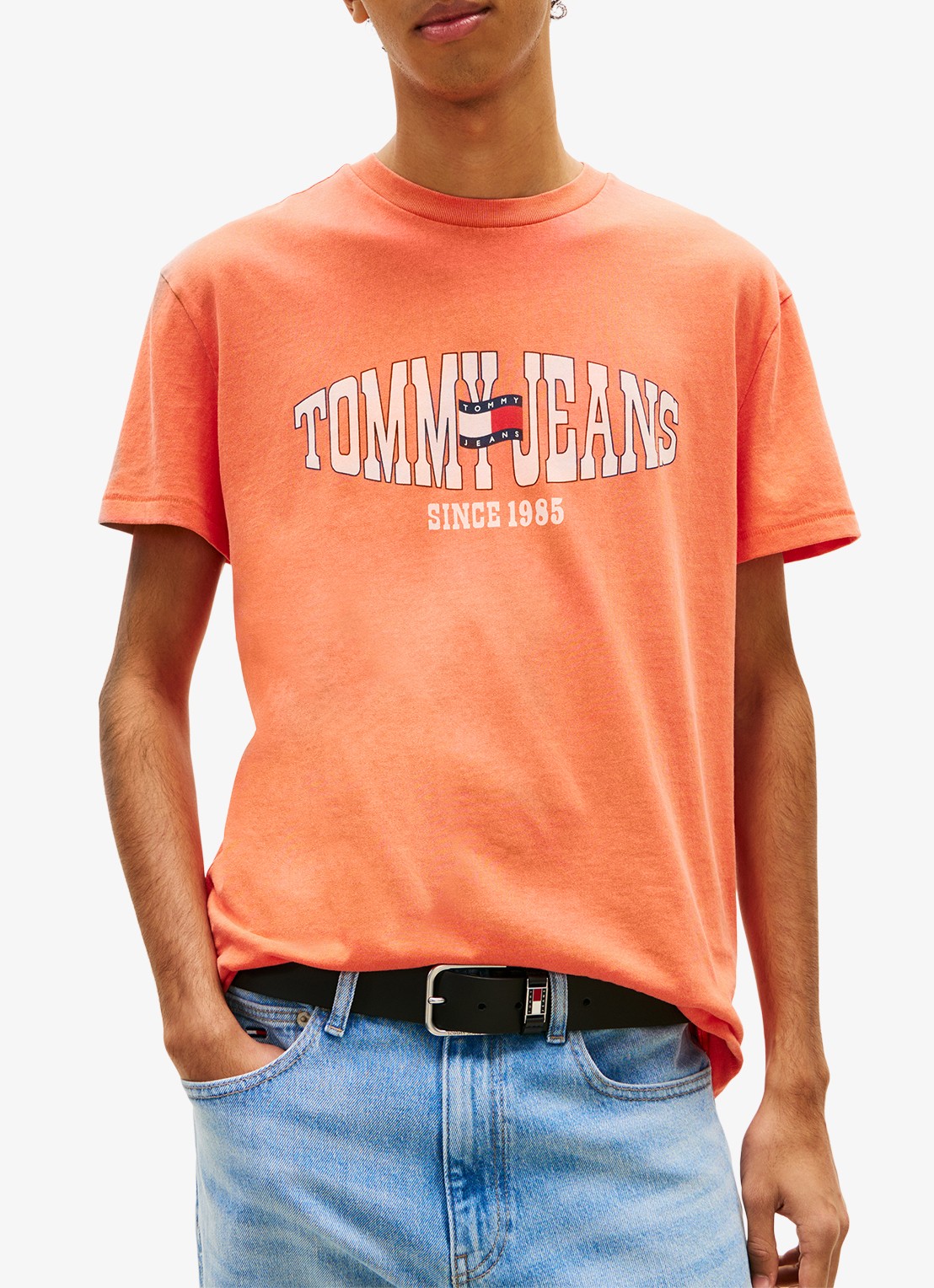 Tommy Hilfiger T-shirt met logoprint - detail 3 koraalrood