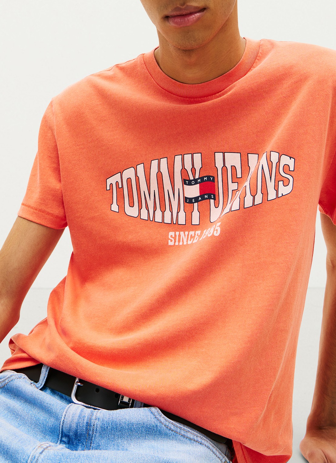 Tommy Hilfiger T-shirt met logoprint - detail 4 koraalrood