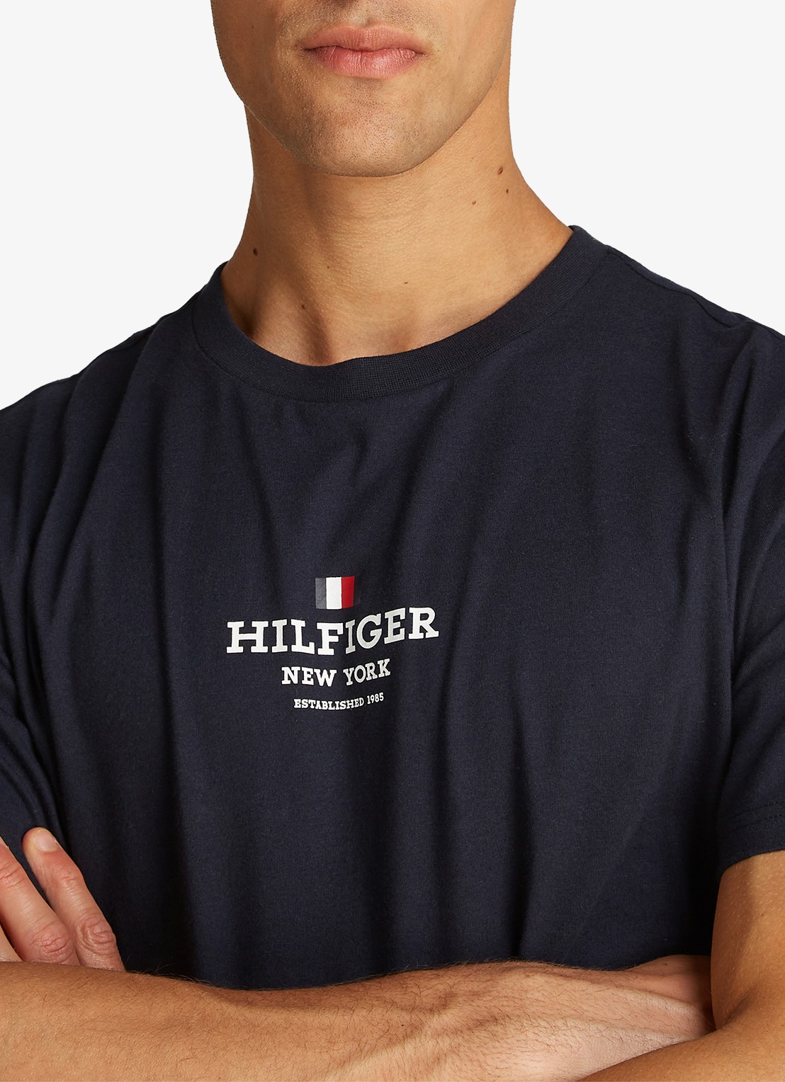 Tommy Hilfiger T-shirt met logoprint - detail 5 donkerblauw