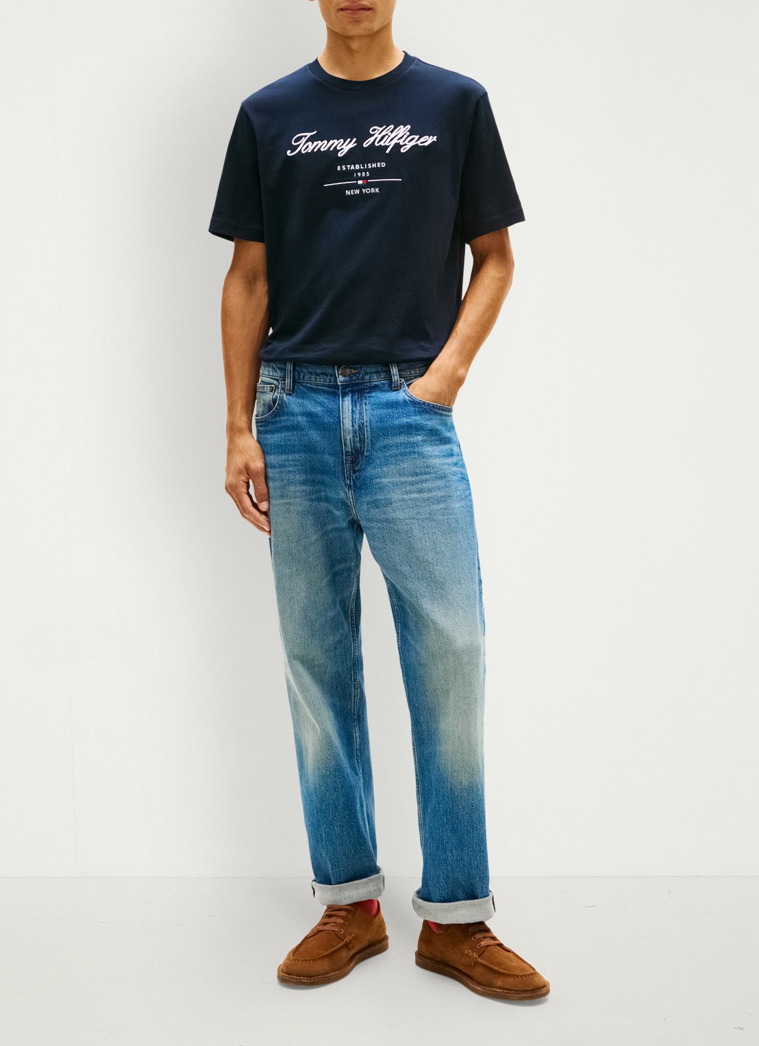 Tommy Hilfiger T-shirt met logoprint - voorkant 6 donkerblauw