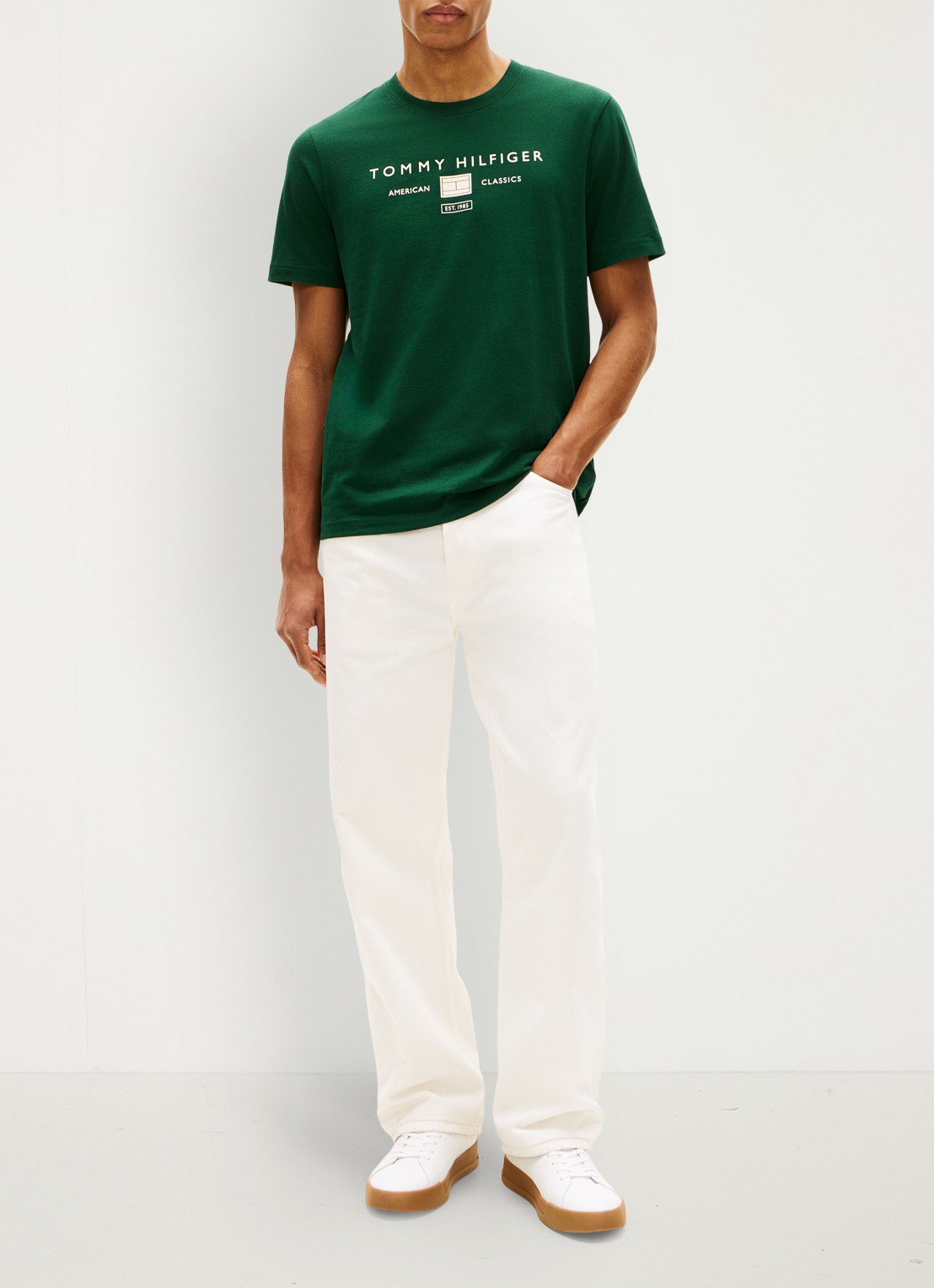 Tommy Hilfiger T-shirt met logoprint - voorkant 5 groen