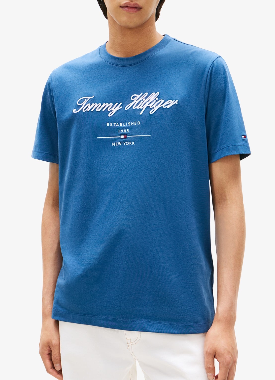 Tommy Hilfiger T-shirt met logoprint - detail blauw