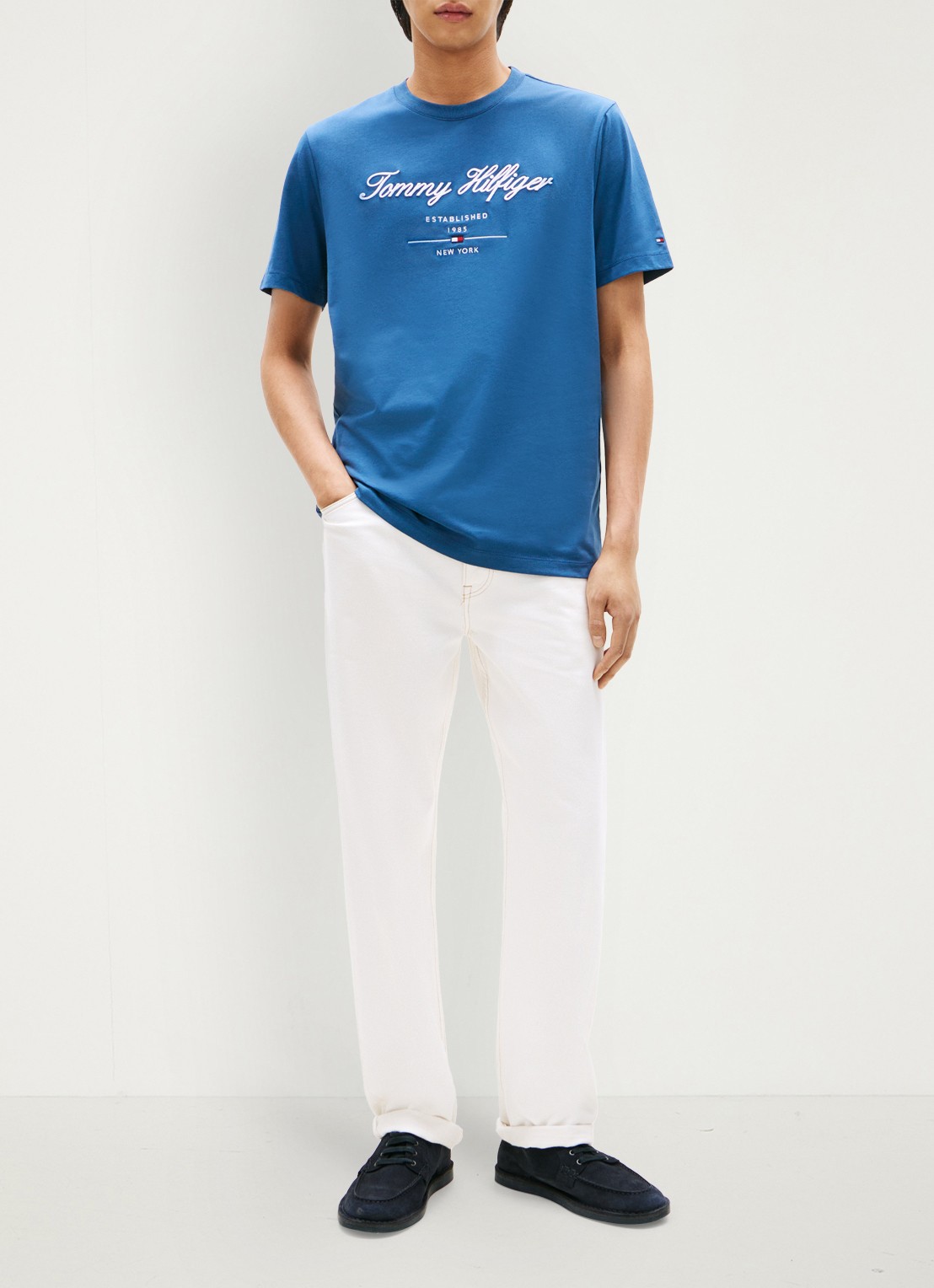 Tommy Hilfiger T-shirt met logoprint - voorkant 5 blauw
