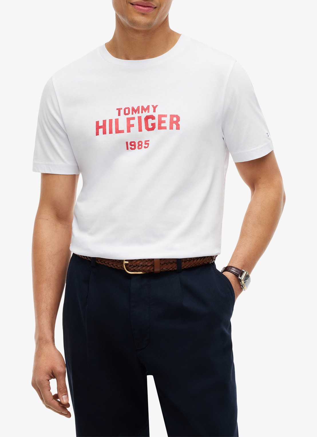 Tommy Hilfiger T-shirt met logoprint - detail 4 wit