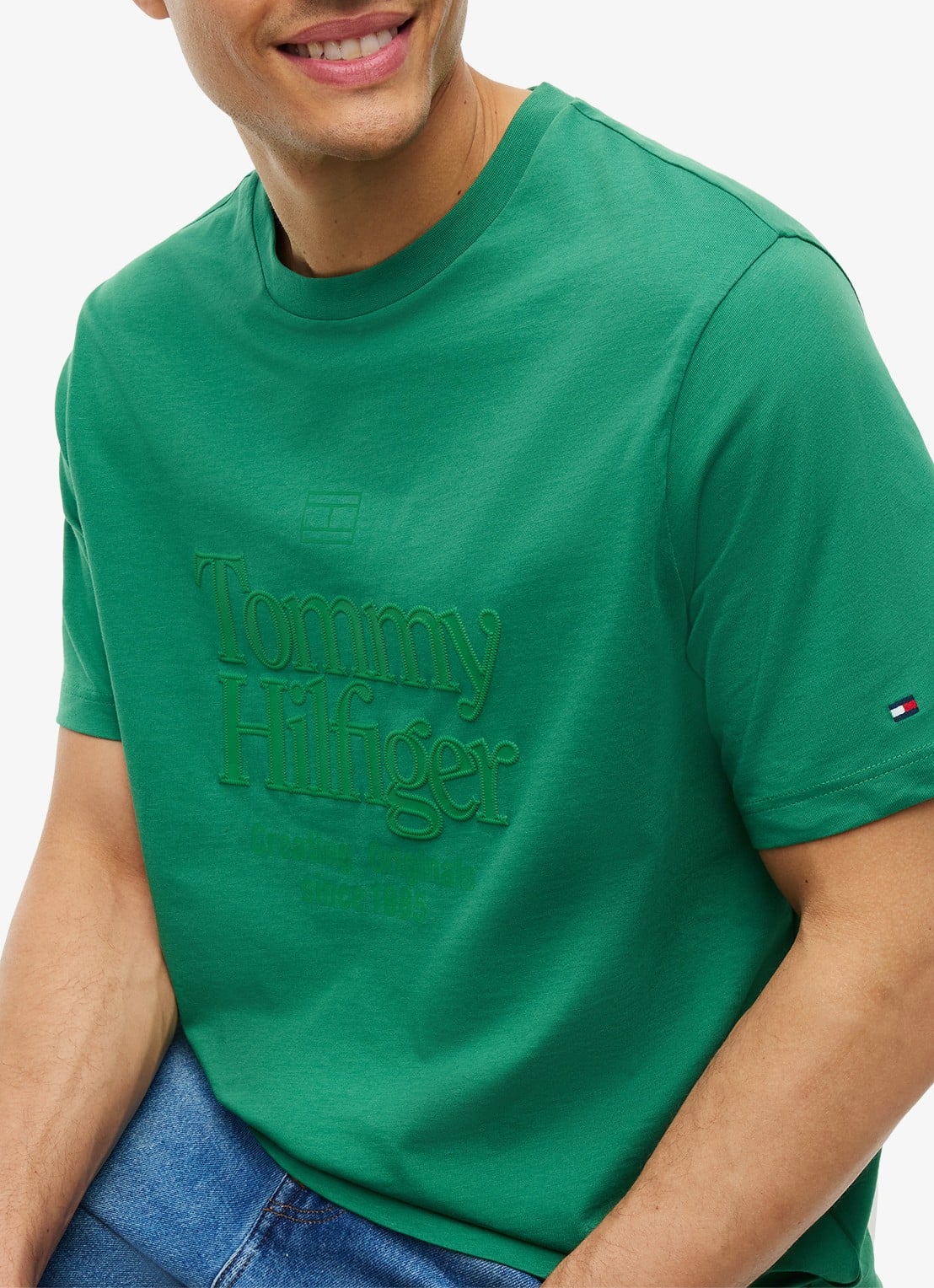 Tommy Hilfiger T-shirt met logoprint - detail 4 groen