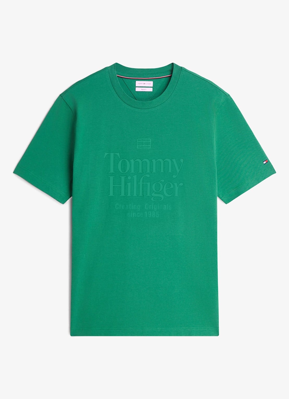 Tommy Hilfiger T-shirt met logoprint - voorkant groen