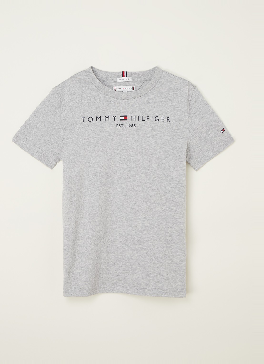 Tommy Hilfiger T-shirt met logoprint - voorkant grijsmele