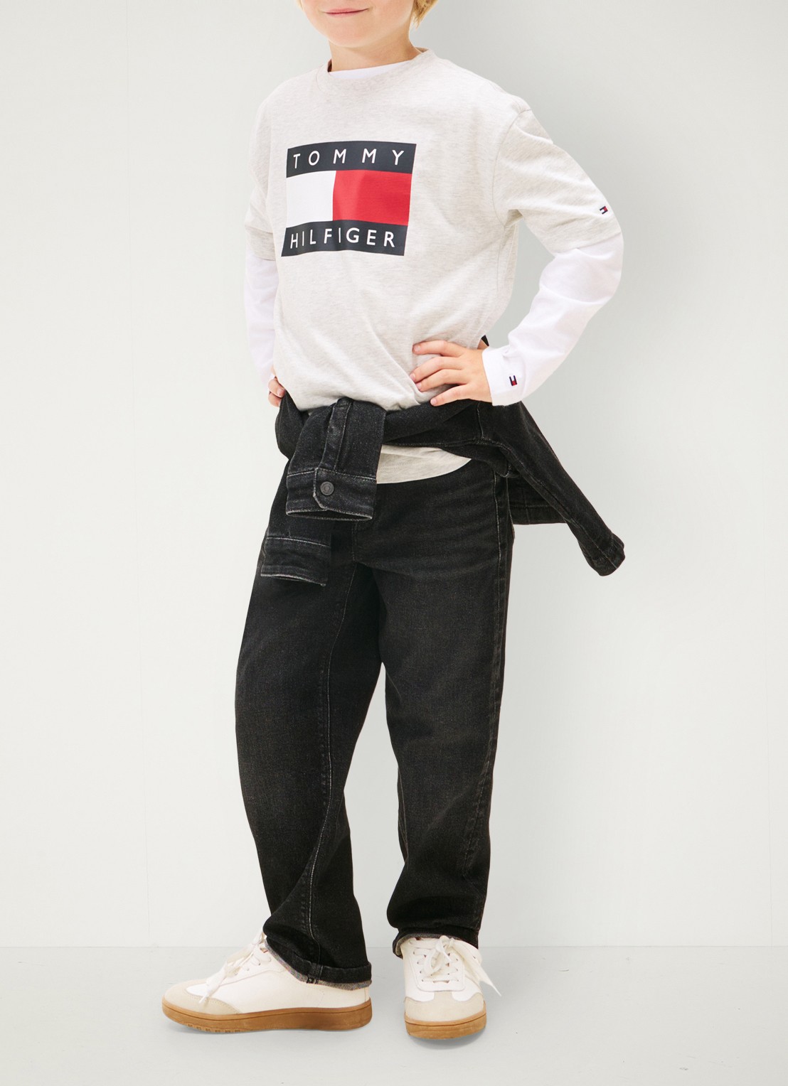 Tommy Hilfiger T-shirt met logoprint - voorkant 5 lichtgrijs