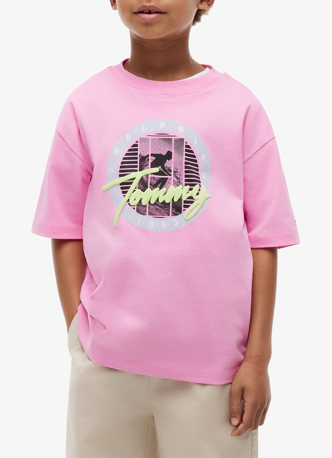 Tommy Hilfiger T-shirt met logoprint - detail roze