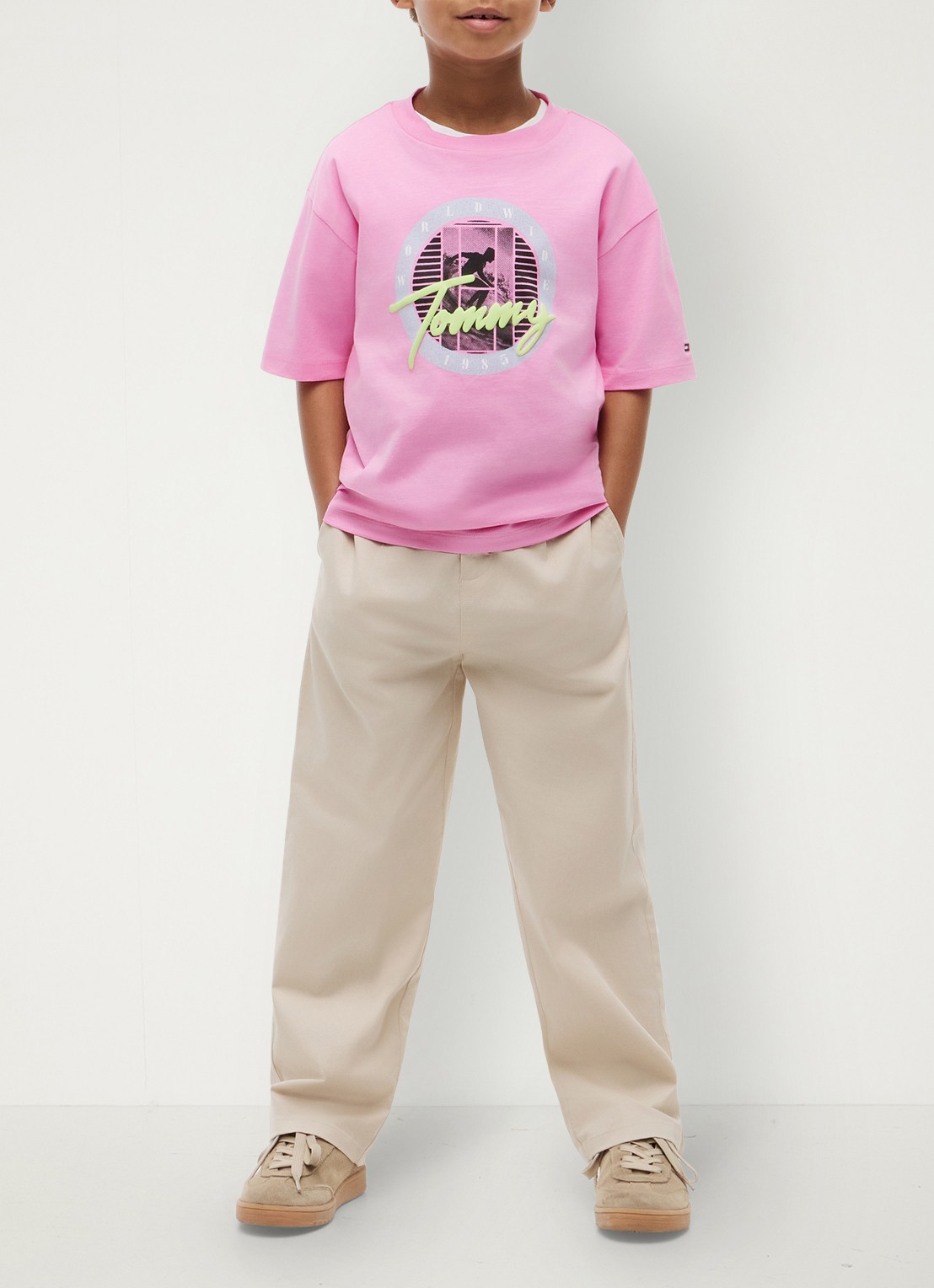 Tommy Hilfiger T-shirt met logoprint - voorkant 4 roze
