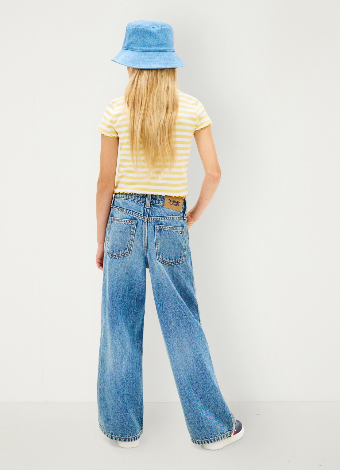 Tommy Hilfiger T-shirt met ribstructuur en logo - achterkant 5 lichtgeel