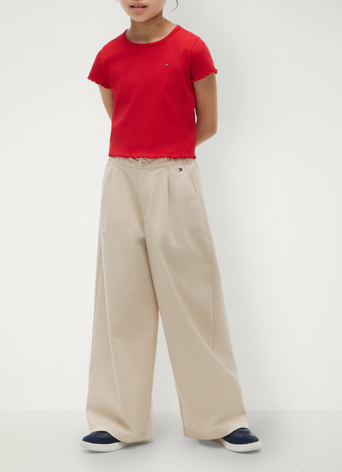Tommy Hilfiger T-shirt met ribstructuur en logo - voorkant 3 rood