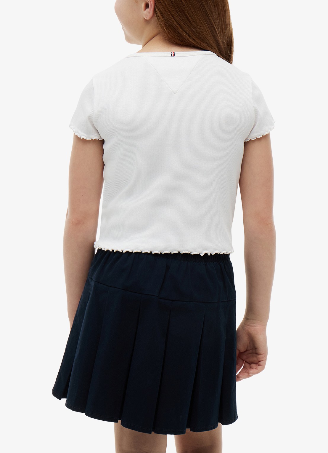 Tommy Hilfiger T-shirt met ribstructuur en logo - achterkant wit