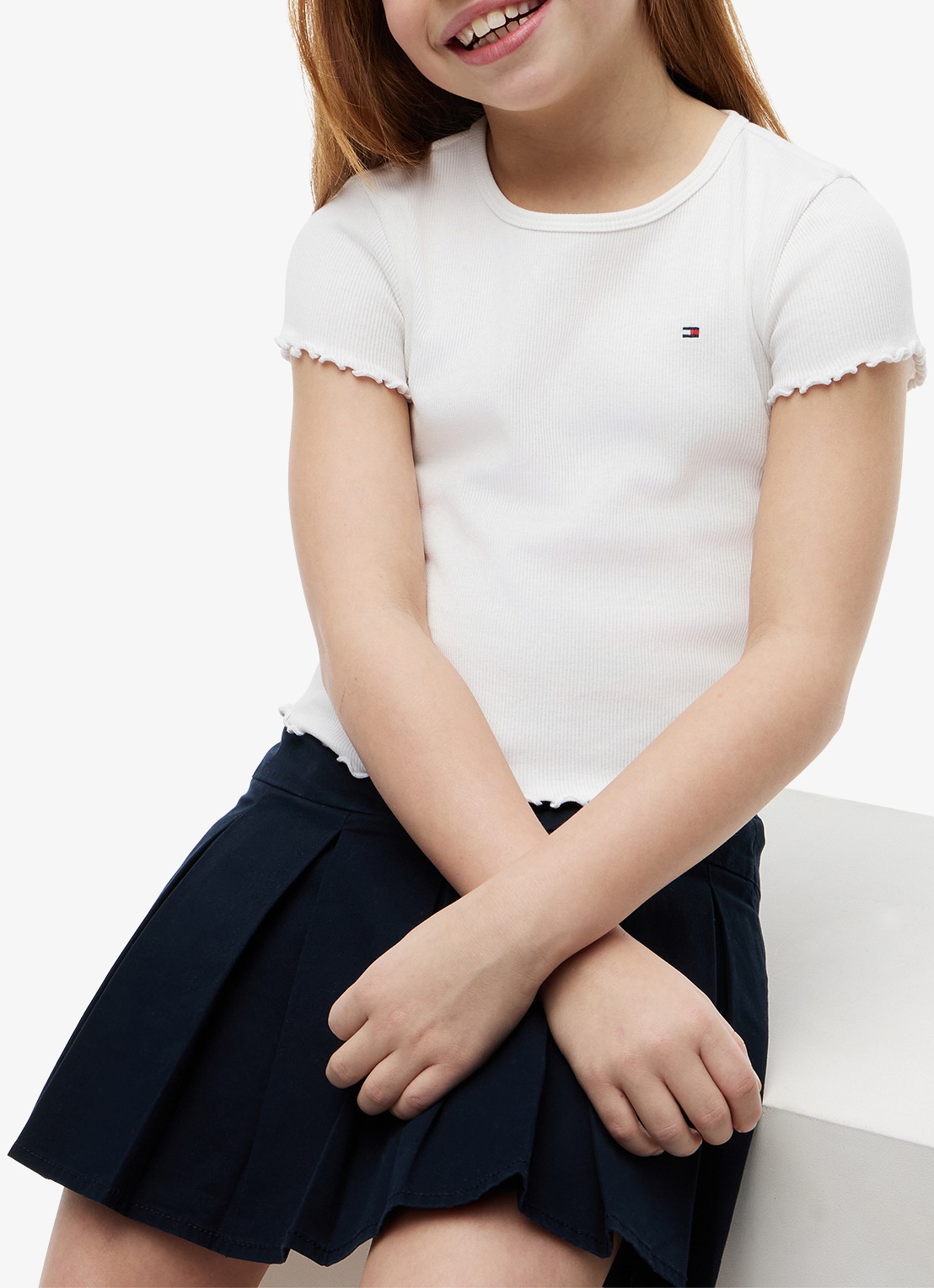Tommy Hilfiger T-shirt met ribstructuur en logo - detail 3 wit