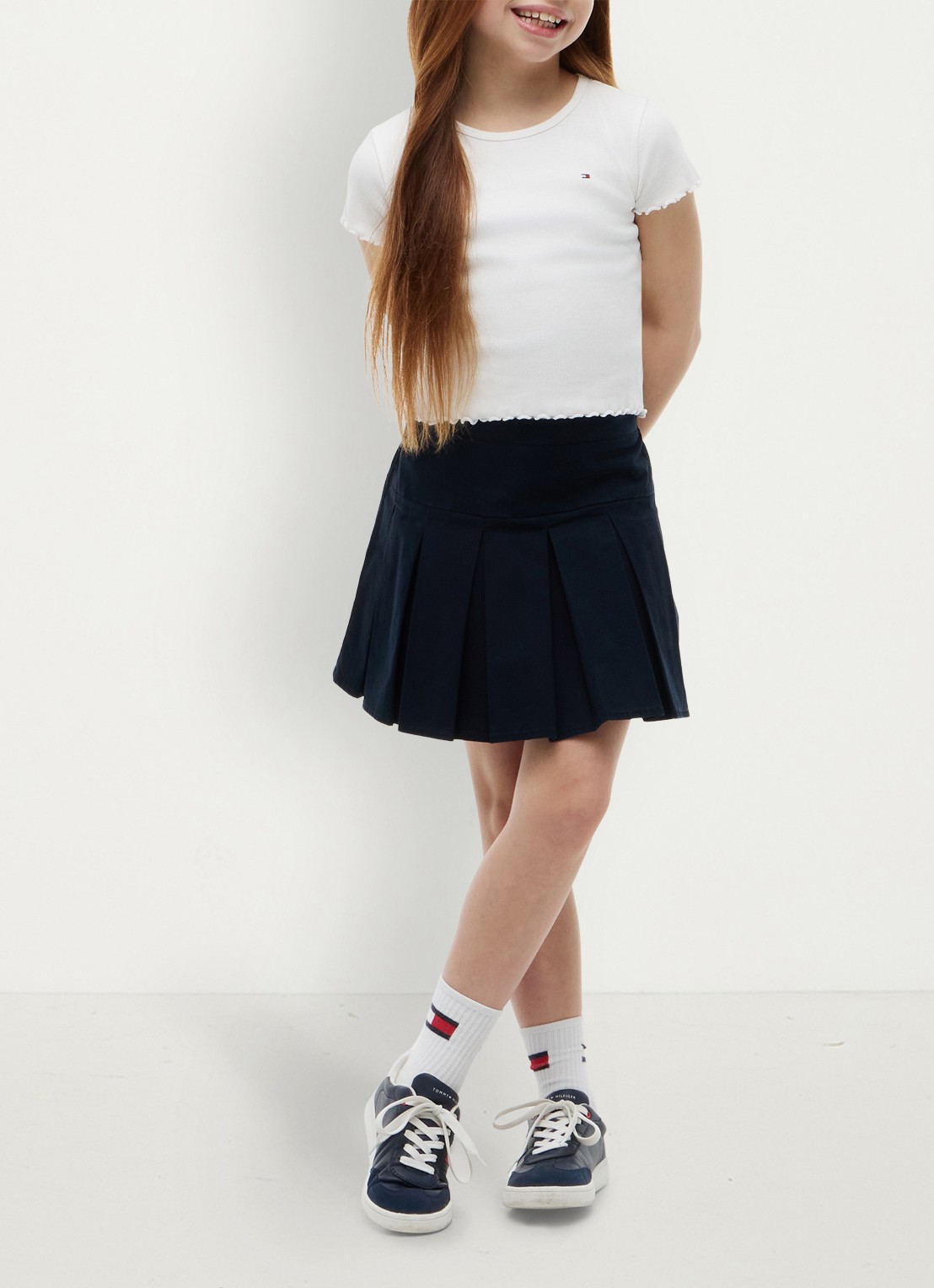 Tommy Hilfiger T-shirt met ribstructuur en logo - voorkant 5 wit