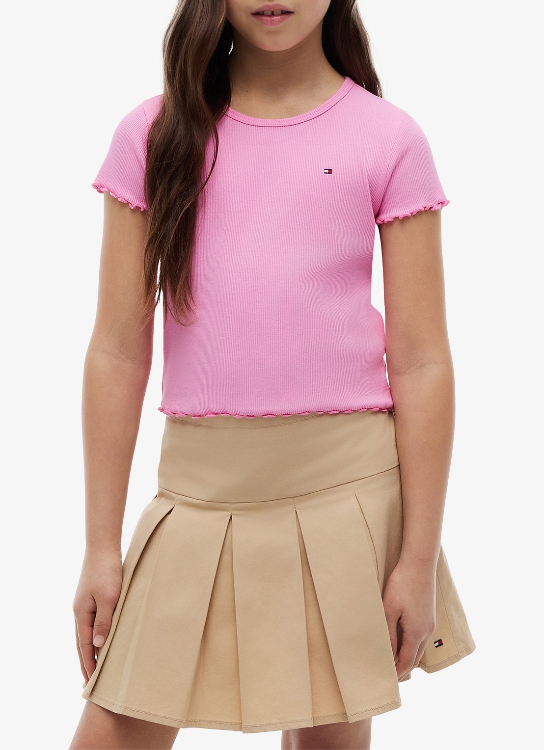 Tommy Hilfiger T-shirt met ribstructuur en logo - detail 2 roze