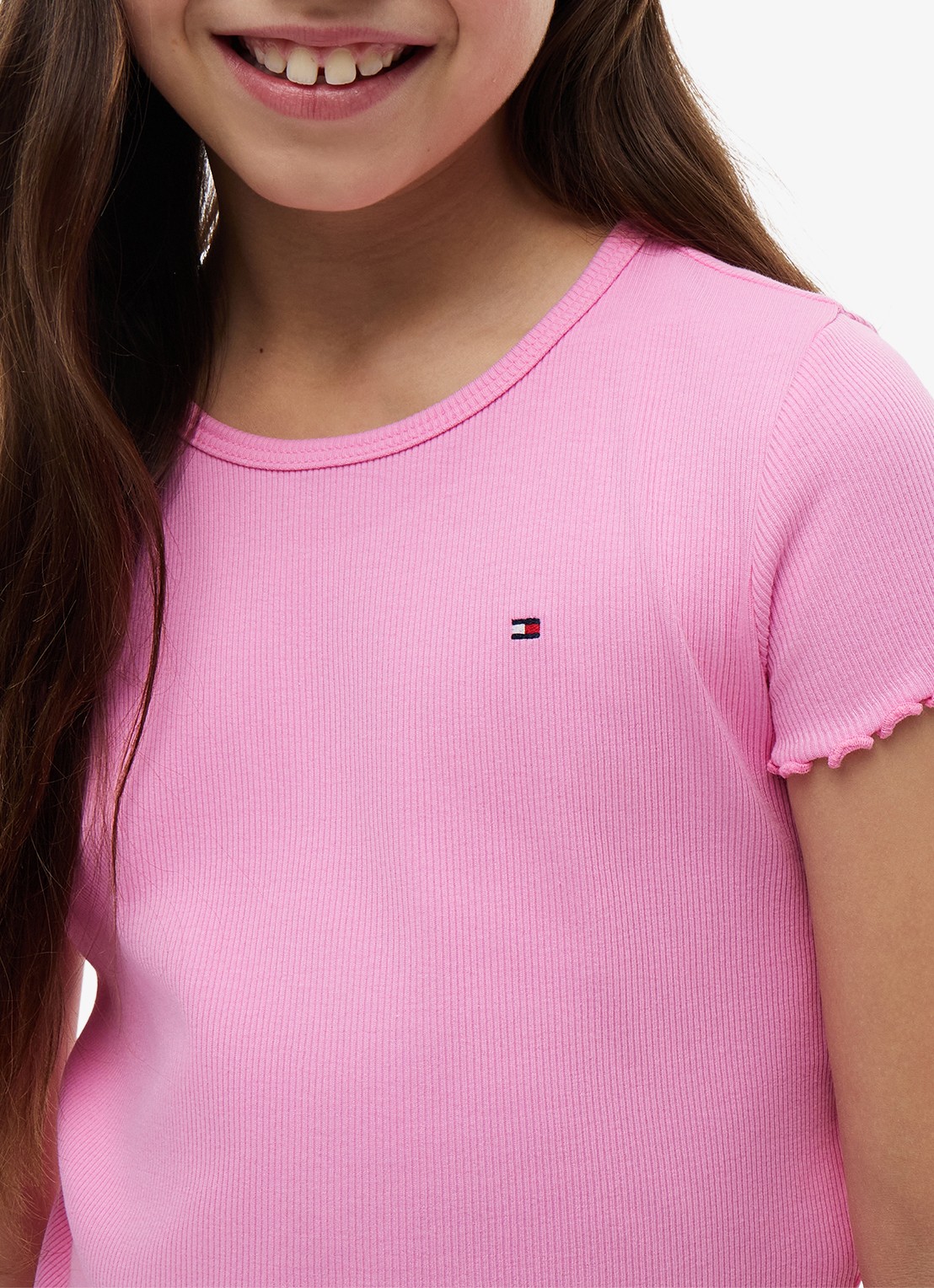 Tommy Hilfiger T-shirt met ribstructuur en logo - detail 3 roze