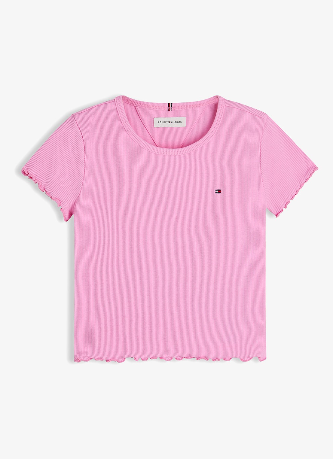 Tommy Hilfiger T-shirt met ribstructuur en logo - voorkant 4 roze