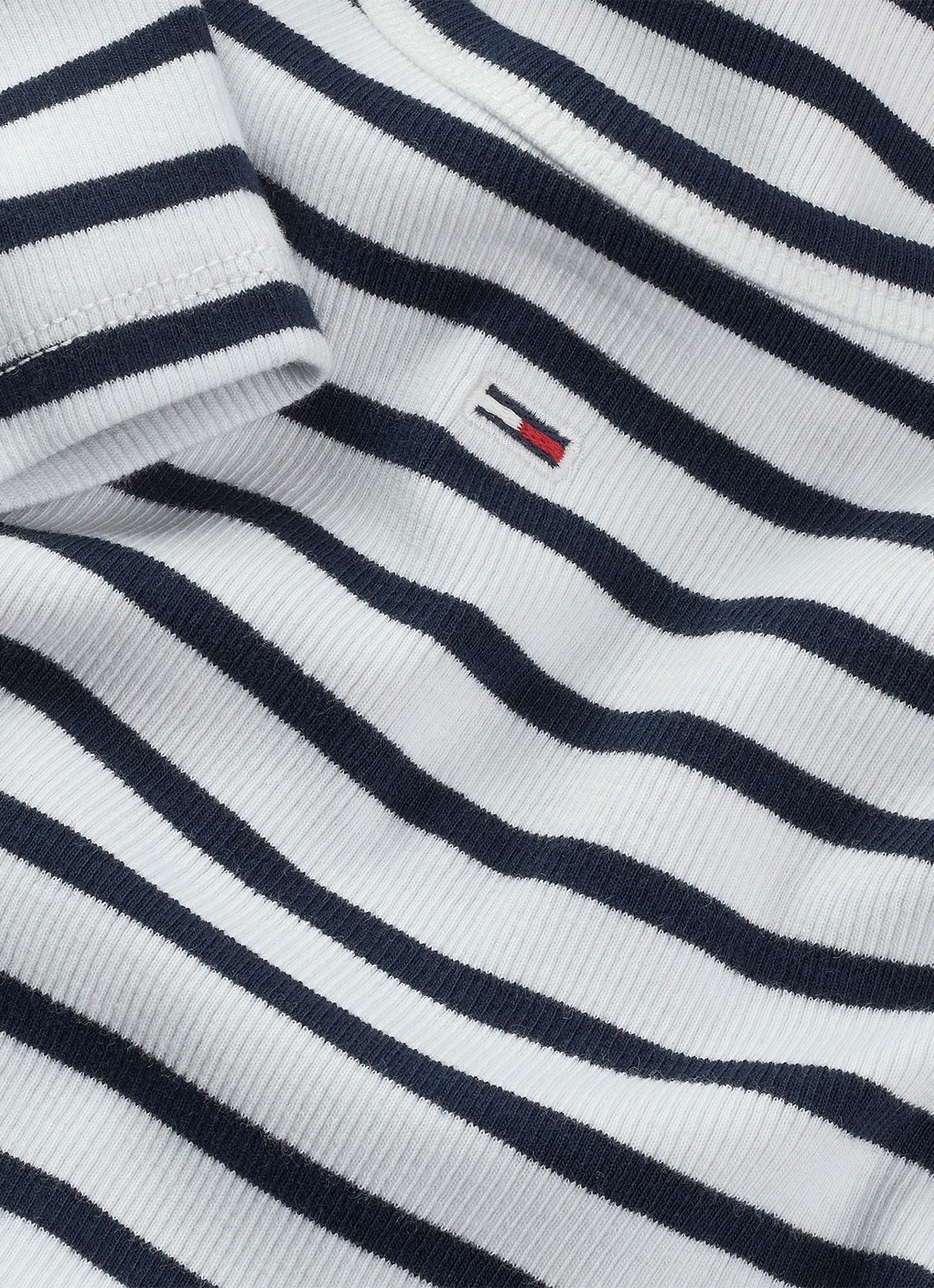 Tommy Hilfiger T-shirt met ribstructuur en logoborduring - detail wit