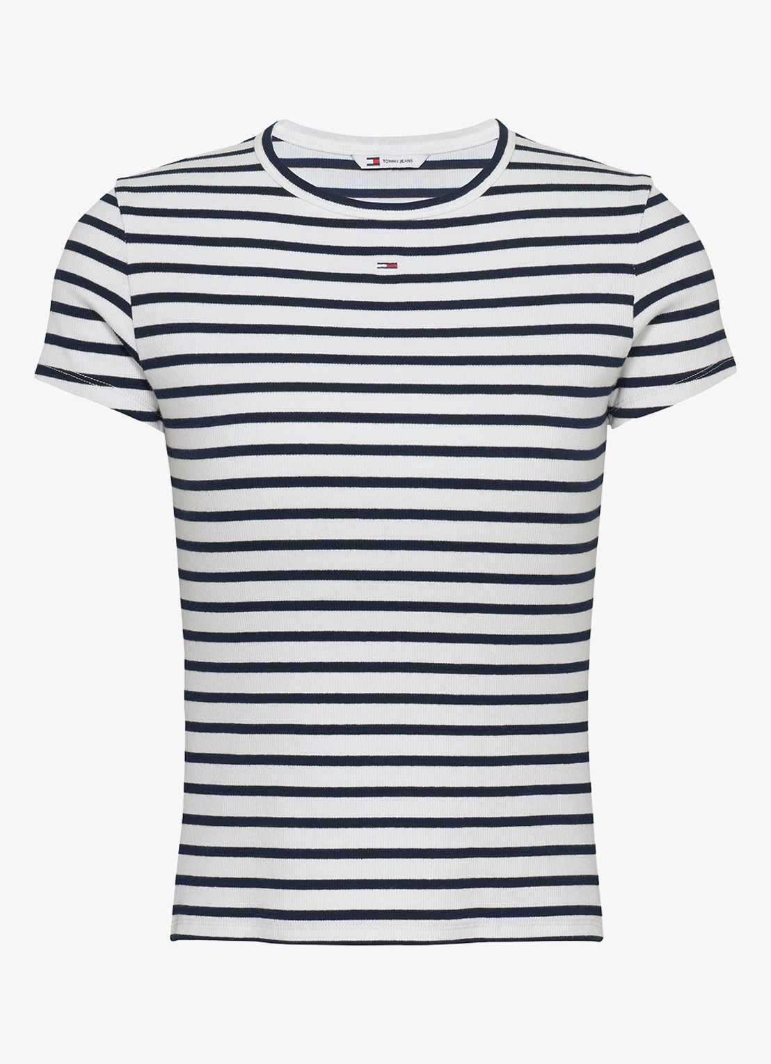 Tommy Hilfiger T-shirt met ribstructuur en logoborduring - voorkant 2 wit