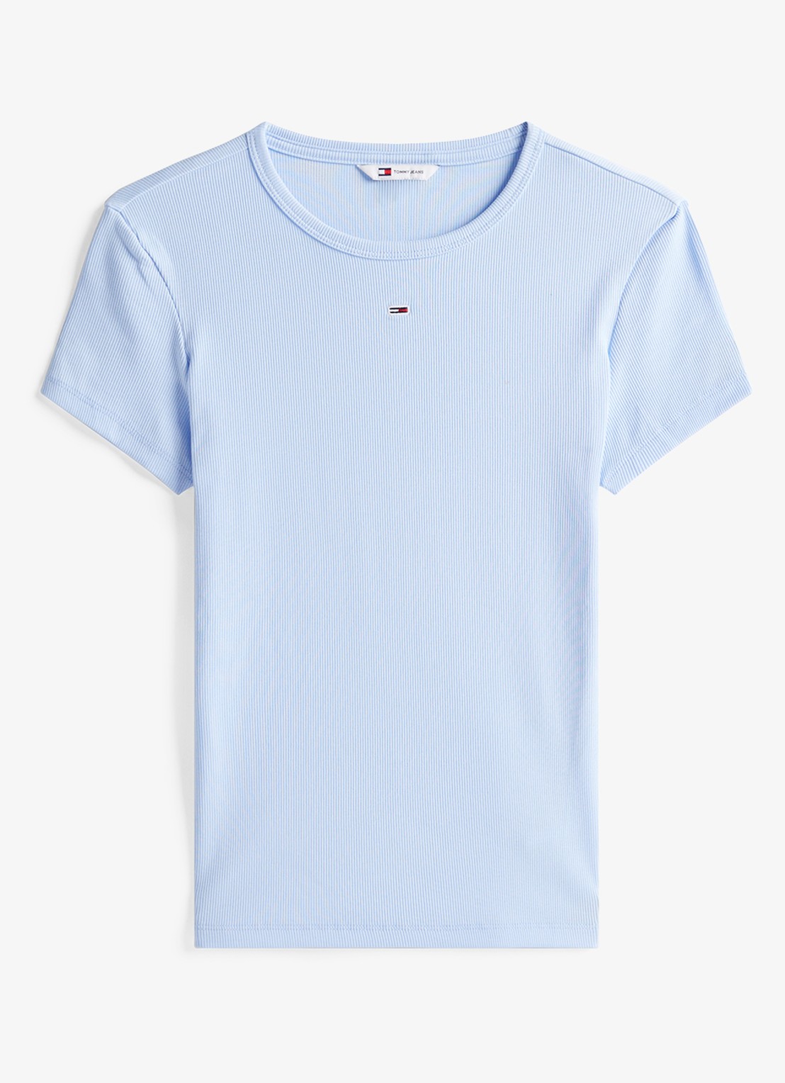 Tommy Hilfiger T-shirt met ribstructuur en logoborduring - voorkant 4 blauw