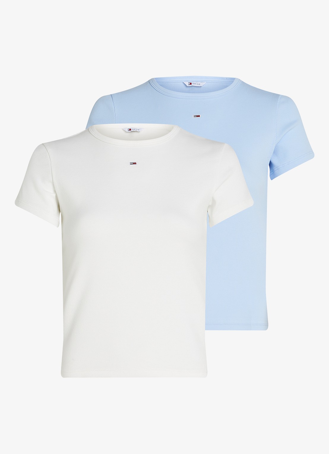Tommy Hilfiger T-shirt met ribstructuur in 2-pack - voorkant wit