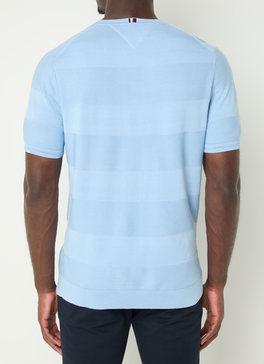 Tommy Hilfiger T-shirt met ribstructuur - achterkant 2 lichtblauw
